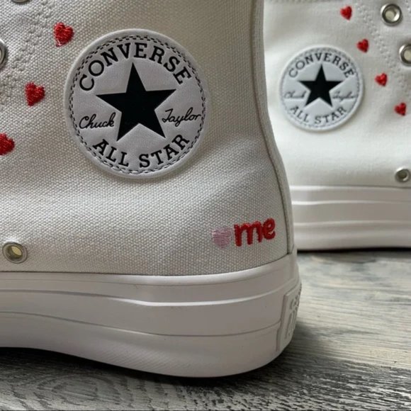 Women’s Converse Valentines Day Platform High White Multi Size - Picture 6 of 6